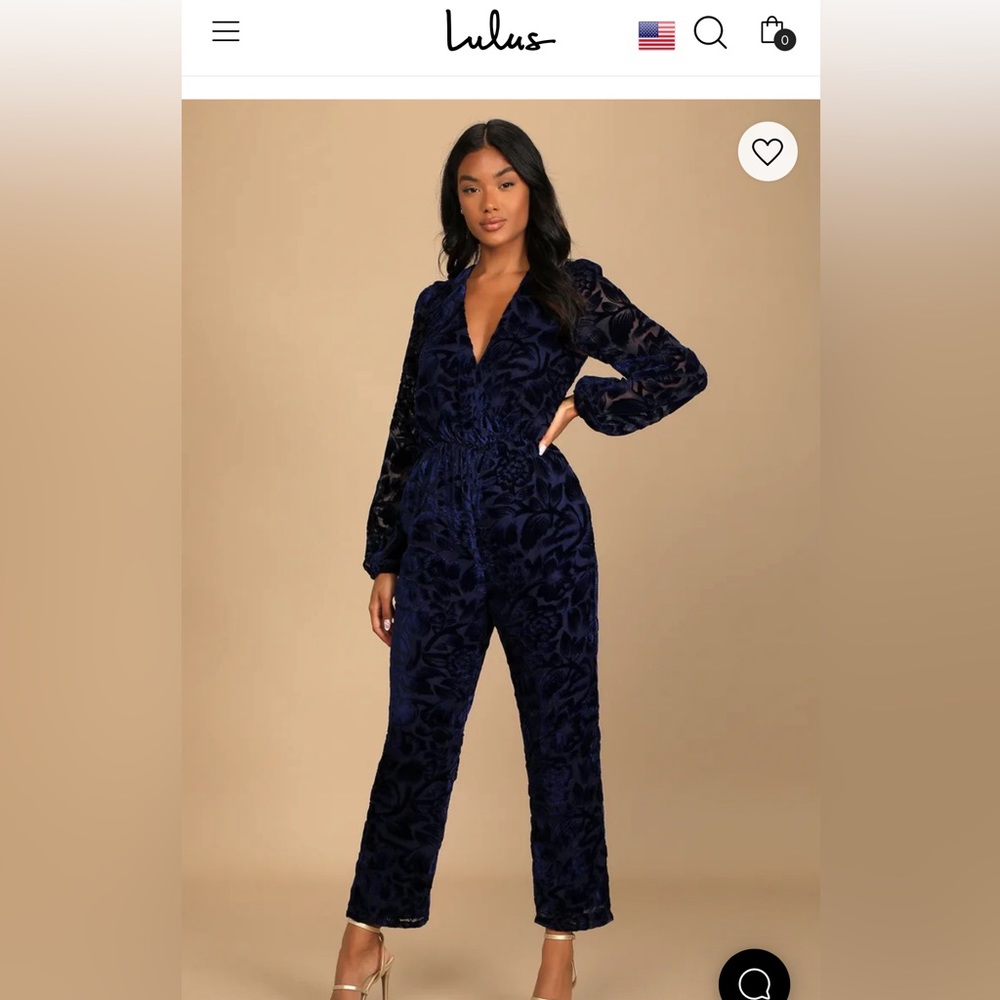 Lulus navy velvet jumpsuit